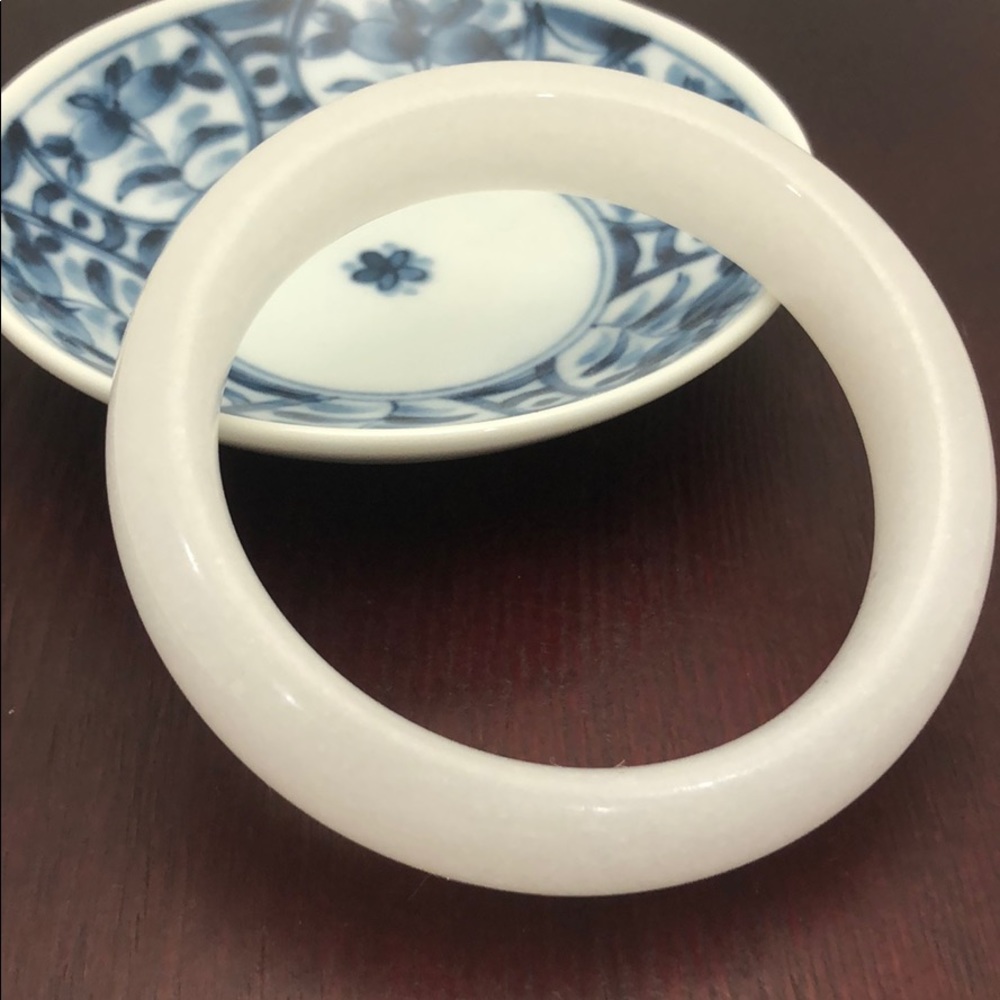 Translucent White Jade Bangle Bracelet